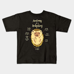 Kids Anatomy Of Hedgehogs Clothes Outfit Art Gift Hedgehog Kids T-Shirt